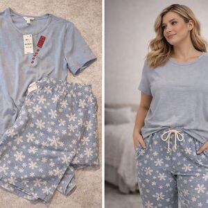 Charter Club Light Blue Snowflake Pajama Set